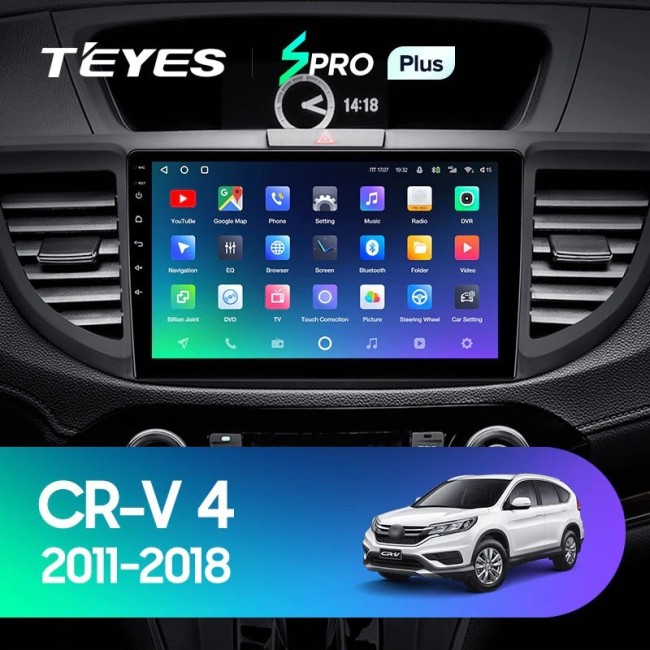 Штатная магнитола Teyes SPRO Plus 4/64 Honda CR-V 4 RM RE (2011-2018) 9 дюймов Тип-A