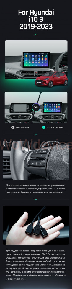 Штатная магнитола Teyes SPRO Plus 4/32 Hyundai i10 3 (2019-2023) Правый руль