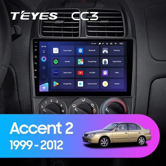 Штатная магнитола Teyes CC3 6/128 Hyundai Accent II LC2 (1999-2012)