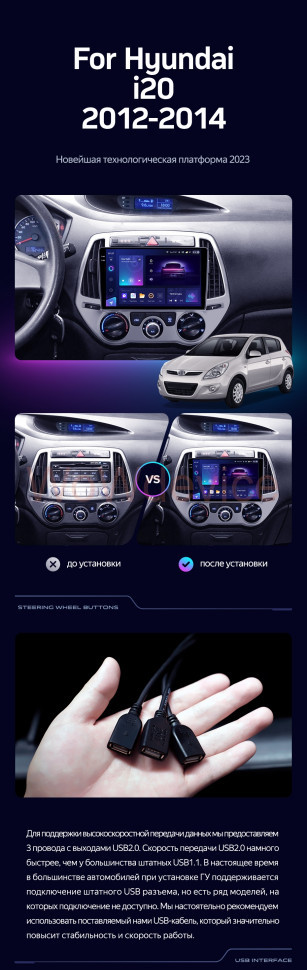 Штатная магнитола Teyes CC3 4/64 Hyundai i20 2 (2012-2014)