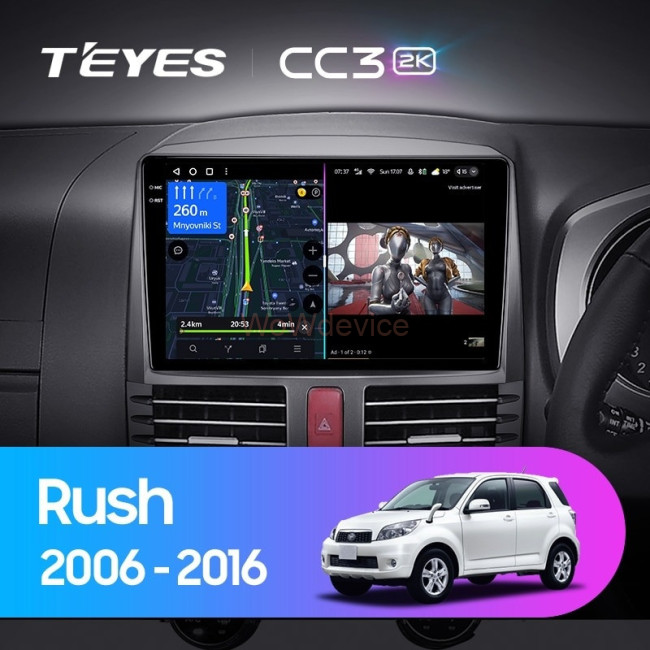 Штатная магнитола Teyes CC3 2K 360 6/128 Toyota Rush J200 (2006-2016) Правый руль