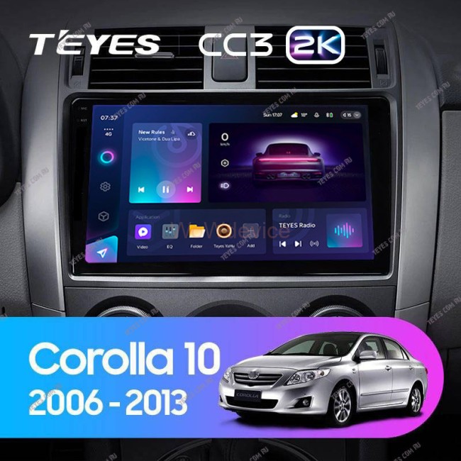 Штатная магнитола Teyes CC3 2K 6/128 Toyota Corolla 10 E140 E150 (2006-2013) Тип-B