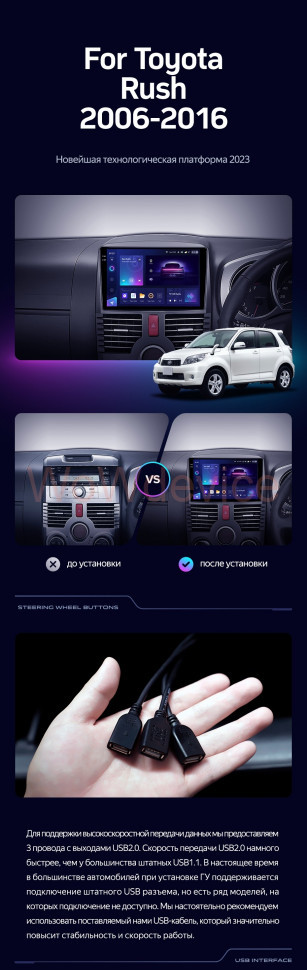 Штатная магнитола Teyes CC3 360 6/128 Toyota Rush J200 (2006-2016) Правый руль