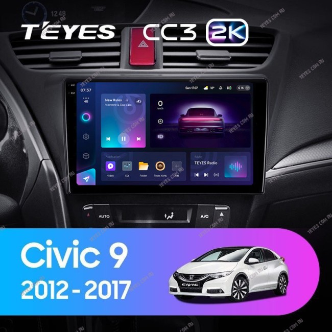 Штатная магнитола Teyes CC3 2K 6/128 Honda Civic 9 FK FB (2012-2017)