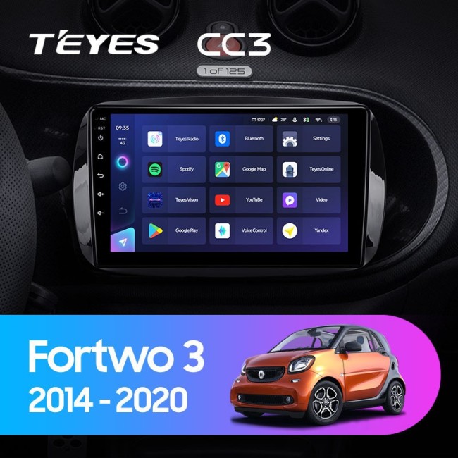 Штатная магнитола Teyes CC3 4/64 Mercedes Benz Smart Fortwo 3 C453 A453 W453 (2014-2020)