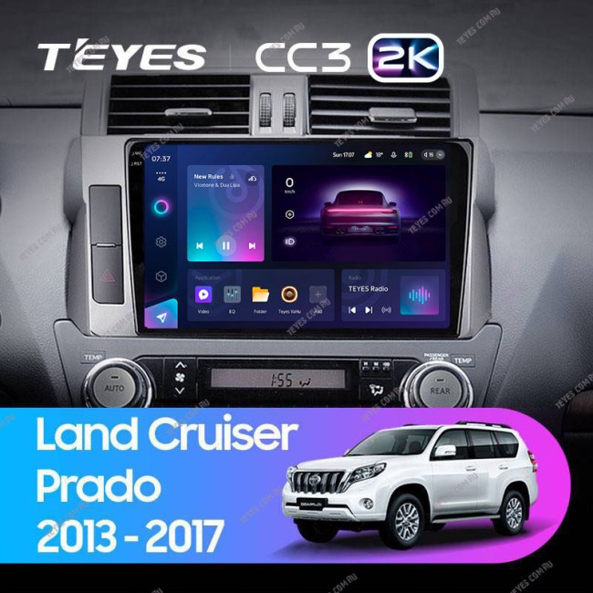 Штатная магнитола Teyes CC3 2K 4/64 Toyota Land Cruiser Prado 150 (2013-2017)