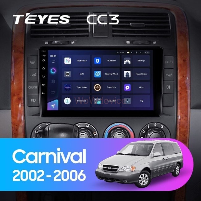 Штатная магнитола Teyes CC3 6/128 Kia Carnival UP GQ (2002-2006)