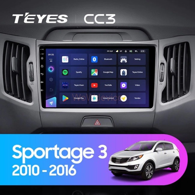 Штатная магнитола Teyes CC3L 4/32 Kia Sportage 3 SL (2010-2016) Тип-A