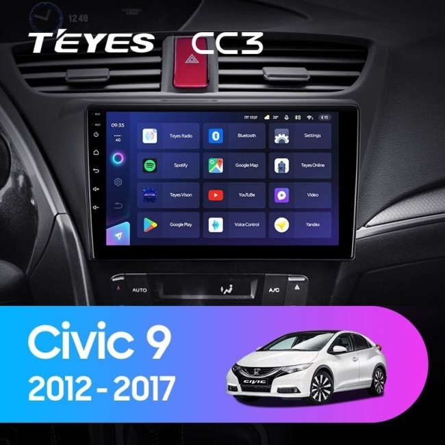 Штатная магнитола Teyes CC3 6/128 Honda Civic 9 FK FB (2012-2017)