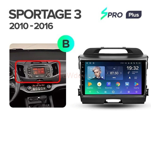 Штатная магнитола Teyes SPRO Plus 3/32 Kia Sportage 3 SL (2010-2016) Тип-B