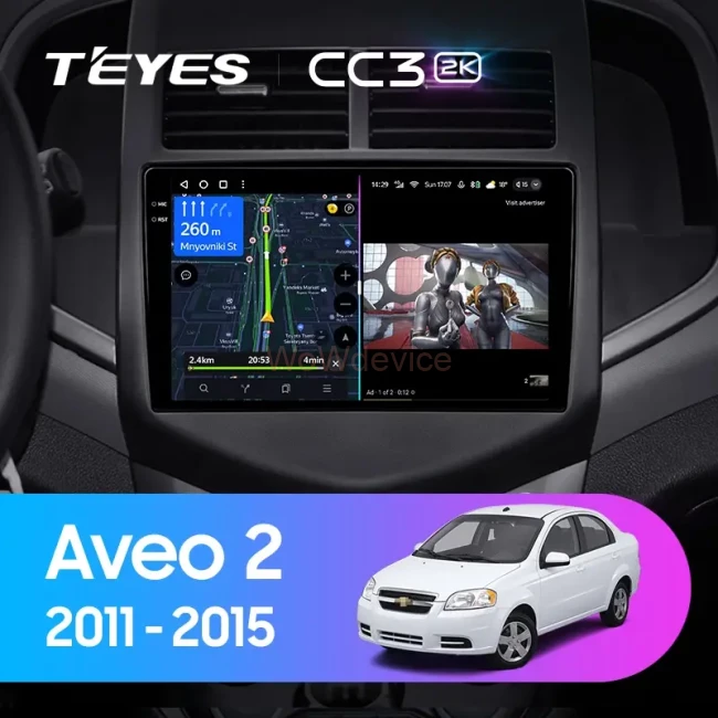 Штатная магнитола Teyes CC3 2K 4/64 Chevrolet Aveo 2 (2011-2015)