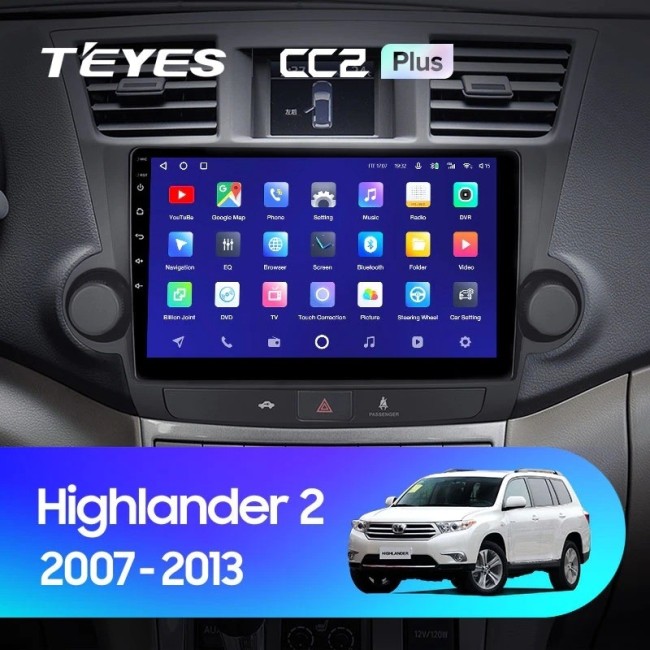 Штатная магнитола Teyes CC2L Plus 2/32 Toyota Highlander 2 XU40 (2007-2013) 10" Тип-B
