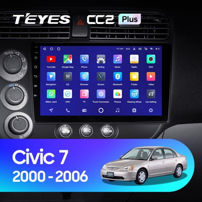Штатная магнитола Teyes CC2L Plus 1/16 Honda Civic 7 (2000-2006)