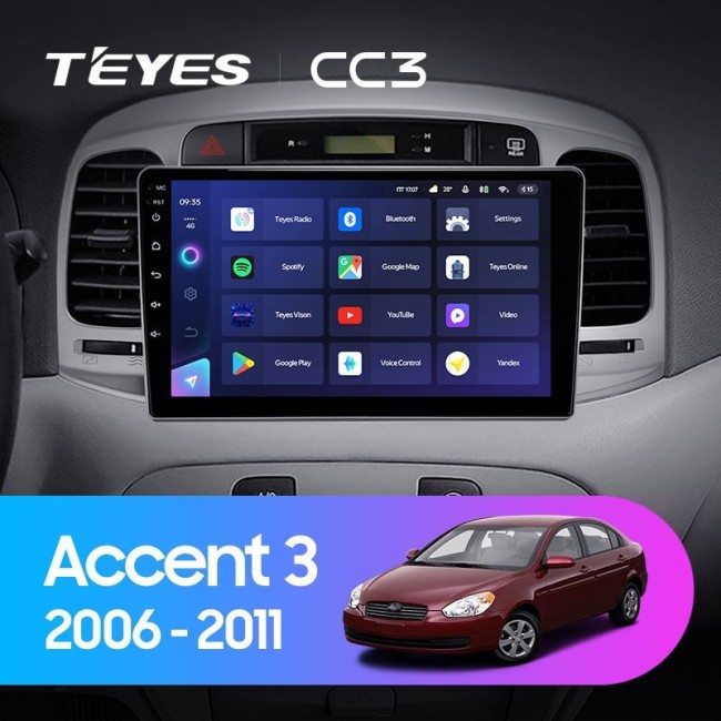 Штатная магнитола Teyes CC3 4/64 Hyundai Accent 3 (2006-2011)