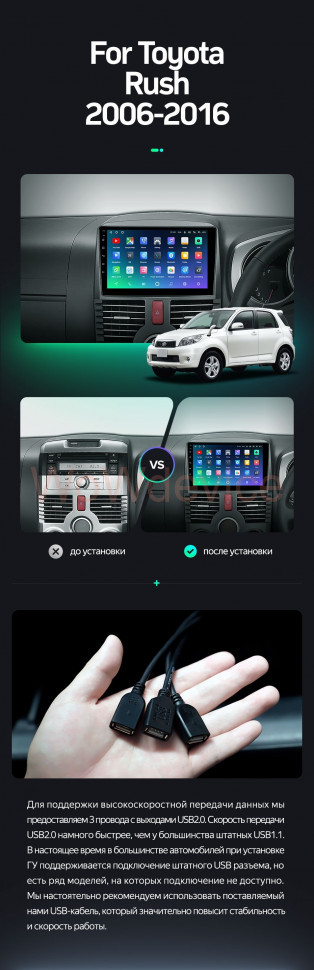 Штатная магнитола Teyes SPRO Plus 6/128 Toyota Rush J200 (2006-2016) Правый руль