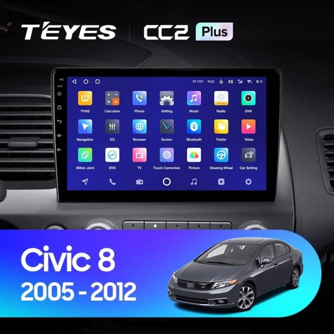 Штатная магнитола Teyes CC2L Plus 1/16 Honda Civic 8 FK FN FD (2005-2012)