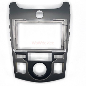Рамка магнитолы 9.0" (цв.Глянцево-серый) для KIA Cerato Koup (TD), Forte Koup (TD) 2009-2012 Климат