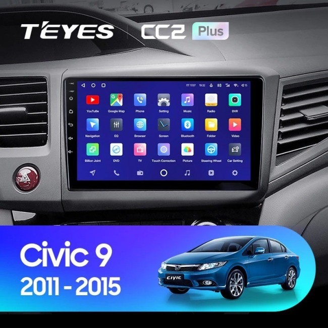 Штатная магнитола Teyes CC2L Plus 1/16 Honda Civic 9 FB FK FD (2011-2015)