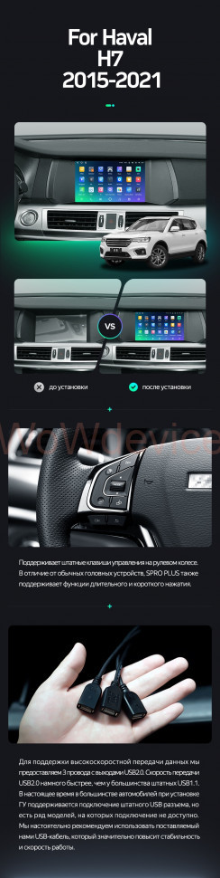 Штатная магнитола Teyes SPRO Plus 4/64 Hover Haval H7 1 (2015-2021)