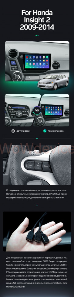 Штатная магнитола Teyes SPRO Plus 6/128 Honda Insight 2 LHD (2009-2014)