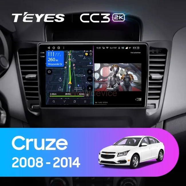 Штатная магнитола Teyes CC3 2K 6/128 Chevrolet Cruze J300 (2008-2014)