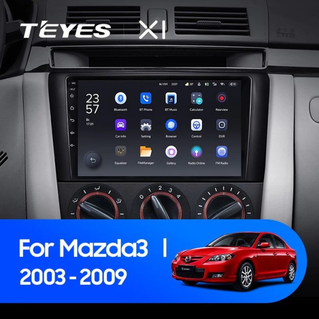 Штатная магнитола Teyes X1 4G 2/32 Mazda 3 1 BK (2003-2009)