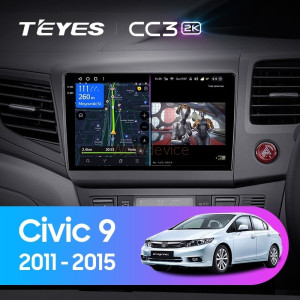 Штатная магнитола Teyes CC3 2K 360 6/128 Civic 9 FB FK FD (2011-2015) Правый руль