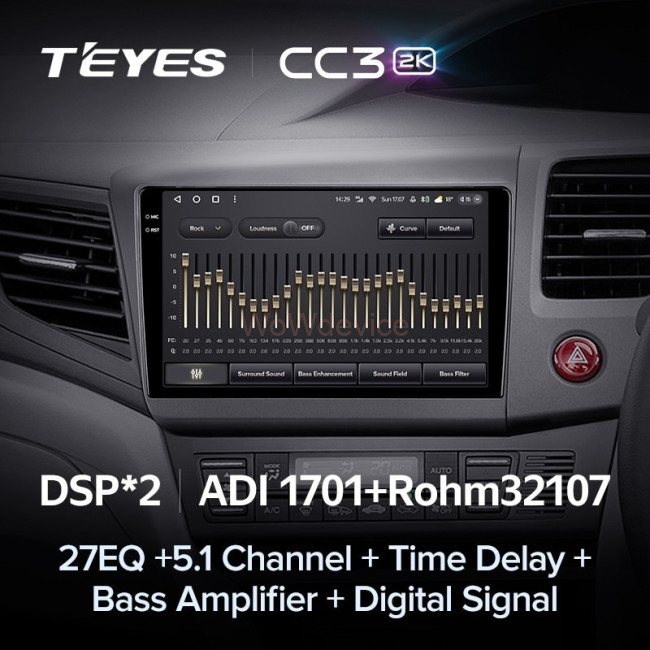 Штатная магнитола Teyes CC3 2K 360 6/128 Civic 9 FB FK FD (2011-2015) Правый руль