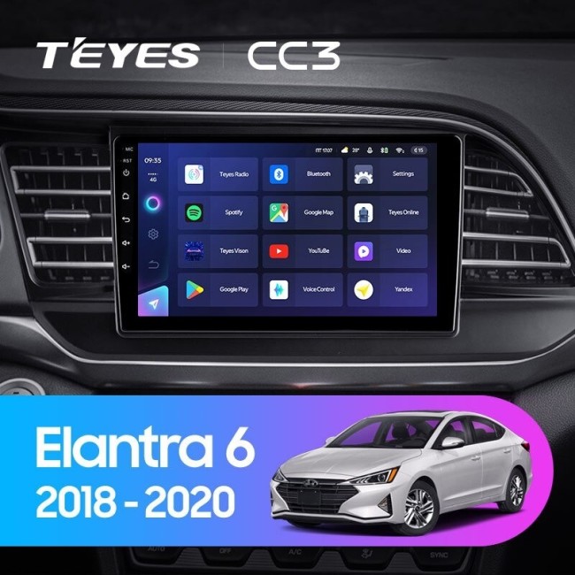 Штатная магнитола Teyes CC3 4/64 Hyundai Elantra 6 (2018-2020) Тип-A