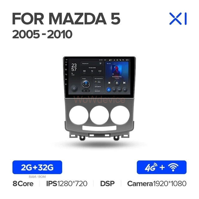 Штатная магнитола Teyes X1 4G 2/32 Mazda 5 2 CR (2005-2010) Штатная магнитола Teyes X1 4G 2/32 Mazda 5 2 CR (2005-2010)
