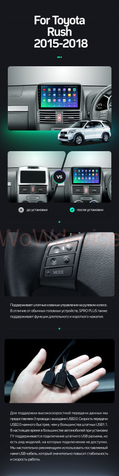 Штатная магнитола Teyes SPRO Plus 4/32 Toyota Rush (2015-2018) Правый руль