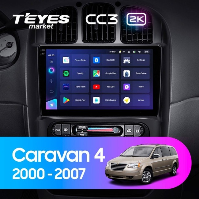 Штатная магнитола Teyes CC3 2K 6/128 Dodge Caravan 4 (2000-2007) Тип А