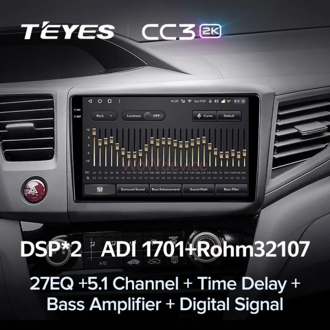 Штатная магнитола Teyes CC3 2K 360 6/128 Honda Civic 9 FB FK FD (2011-2015)
