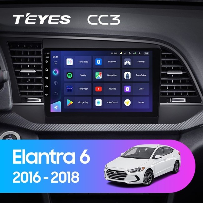 Штатная магнитола Teyes CC3 6/128 Hyundai Elantra 6 (2015-2018) Тип-B
