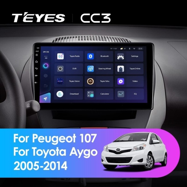 Штатная магнитола Teyes CC3 4/64 Peugeot 107 (2005-2014)