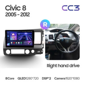 Штатная магнитола Teyes CC3 6/128 Honda Civic 8 FK FN FD (2005-2012) Правый руль