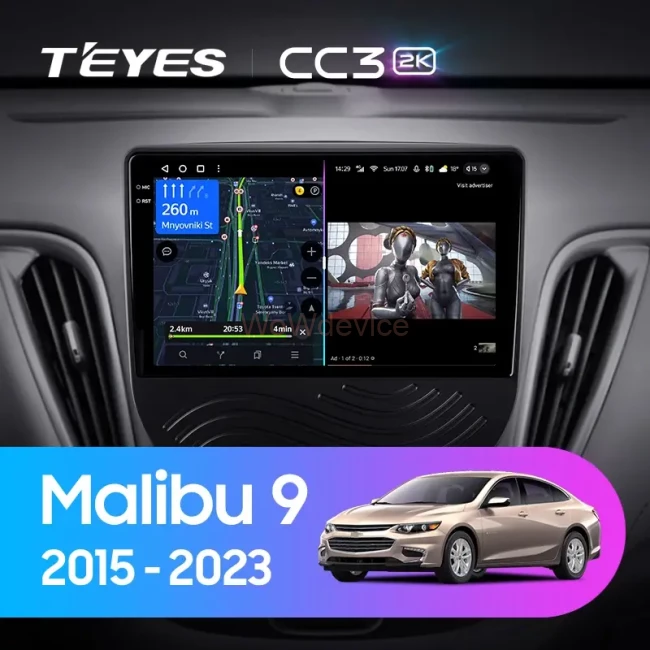 Штатная магнитола Teyes CC3 2K 6/128 Chevrolet Malibu 9 (2015-2020) F1