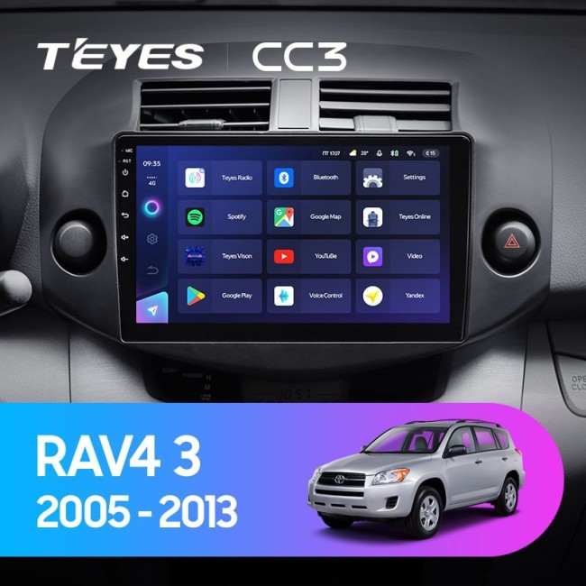Штатная магнитола Teyes CC3 6/128 Toyota RAV4 3 XA30 (2005-2013) 10"