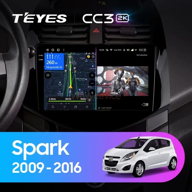 Штатная магнитола Teyes CC3 2K 6/128 Chevrolet Spark M300 (2009-2016)