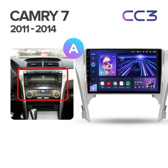Штатная магнитола Teyes CC3 4/64 Toyota Camry 7 XV 50 55 (2011-2014) Тип-A