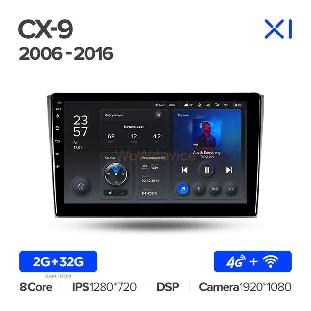 Штатная магнитола Teyes X1 4G 2/32 Mazda CX-9 TB (2006-2016)