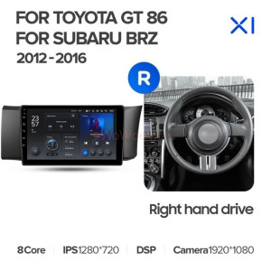 Штатная магнитола Teyes X1 4G 2/32 Subaru BRZ (2012-2016) Правый руль