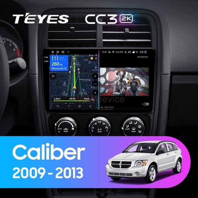Штатная магнитола Teyes CC3 2K 6/128 Dodge Caliber PM (2009-2013)