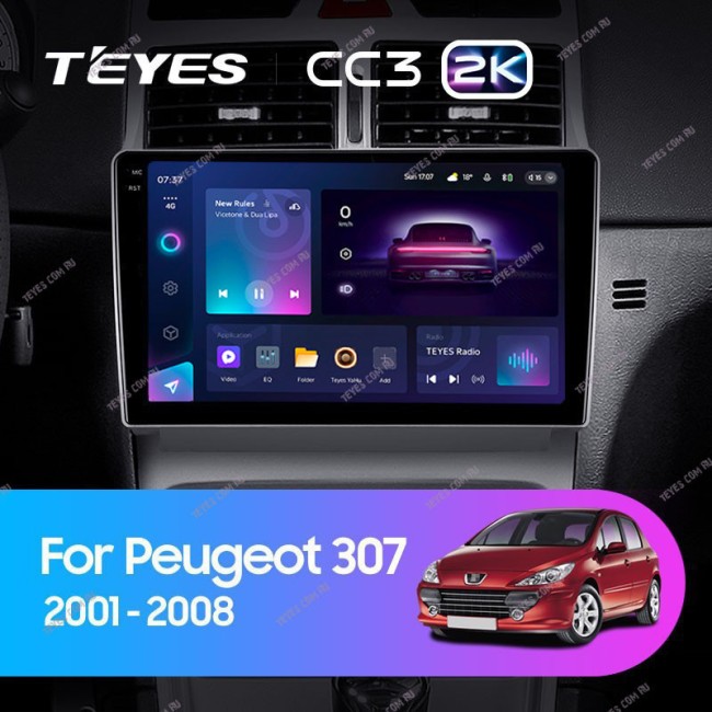 Штатная магнитола Teyes CC3 2K 3/32 Peugeot 307 1 (2001-2008)