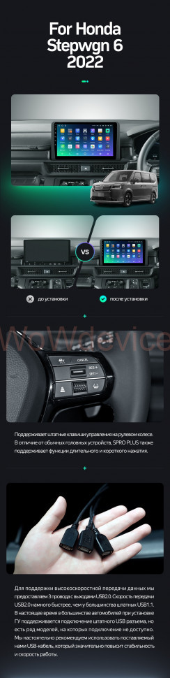 Штатная магнитола Teyes SPRO Plus 4/32 Honda Stepwgn 6 2022+ Правый руль