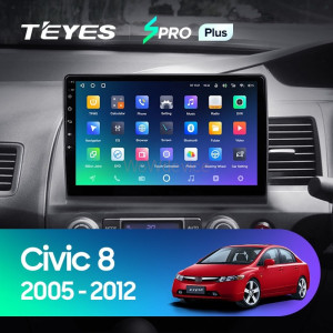 Штатная магнитола Teyes SPRO Plus 6/128 Honda Civic 8 FK FN FD (2005-2012) Правый руль