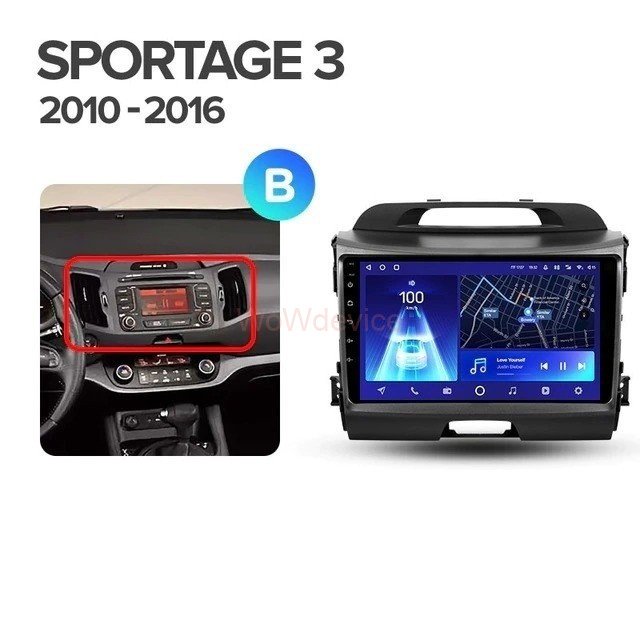 Штатная магнитола Teyes CC2 Plus 6/128 Kia Sportage 3 SL (2010-2016) Тип-C