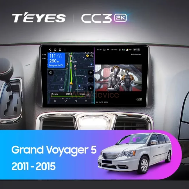 Штатная магнитола Teyes CC3 2K 6/128 Chrysler Grand Voyager 5 (2011-2015)