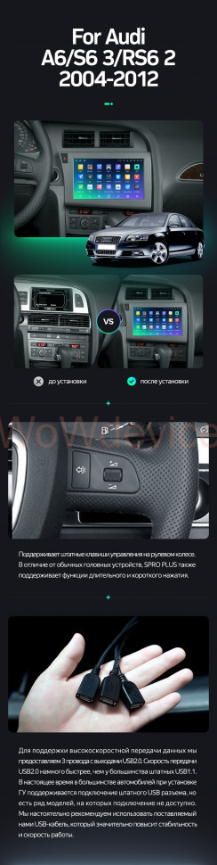 Штатная магнитола Teyes SPRO Plus 4/32 Audi A6 C6 (2004-2011) Штатная магнитола Teyes SPRO Plus 4/32 Audi A6 C6 (2004-2011)