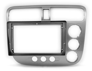 Рамка магнитолы 9.0" (цв.Глянцевое Серебро) для HONDA Civic 2001-2006